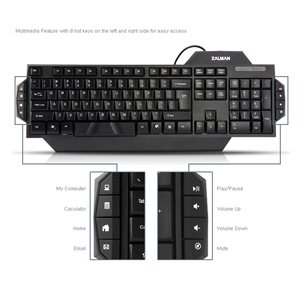 Zalman ZM-K350M Black Multimedia Keyboard USB - Wired